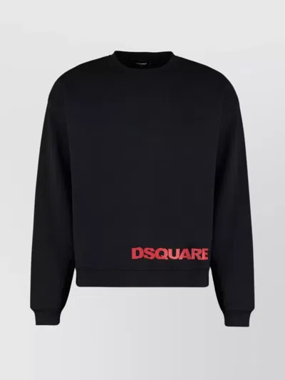 Dsquared2 Logo Detail Cotton Sweatshirt In Black
