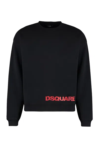 Dsquared2 Logo Detail Cotton Sweatshirt In Black