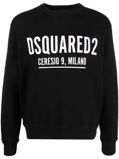 Dsquared2 Logo Detail Cotton Sweatshirt In Black