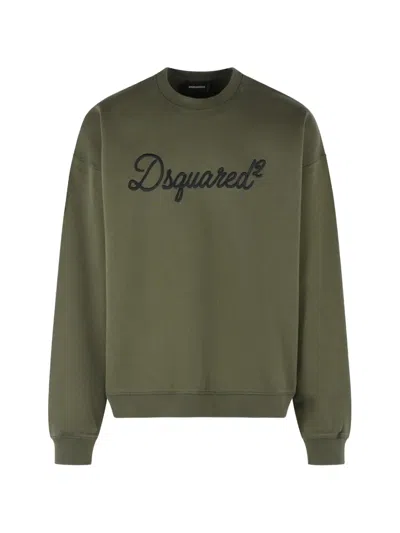 Dsquared2 Logo-detail Cotton Sweatshirt In Green