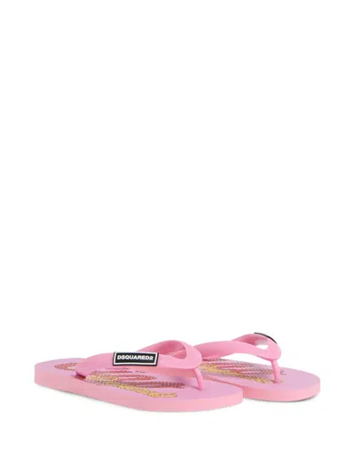 Dsquared2 Kids' Logo-detail Flip Flops In Pink