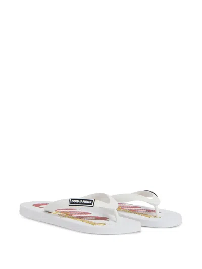Dsquared2 Kids' Logo-detail Flip Flops In White