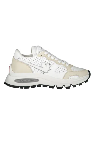 Dsquared2 Logo Detail Leather Sneakers In Neutral