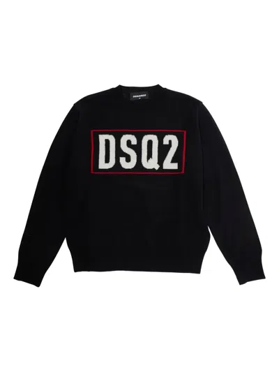 Dsquared2 Kids' Logo-detail Long-sleeves Sweater In Black