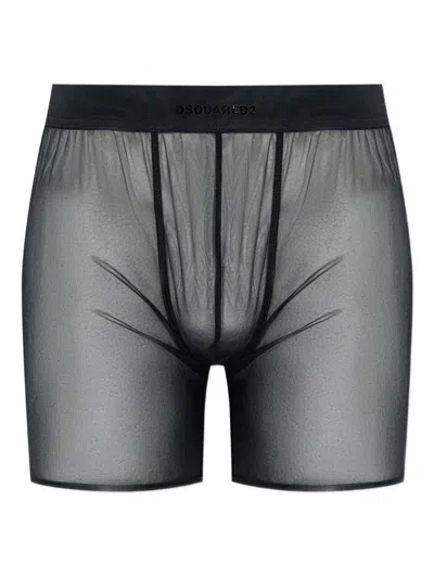Dsquared2 Logo-detail Mesh Boxers In Black