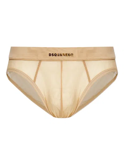 Dsquared2 Logo-detail Mesh Briefs In Neutral