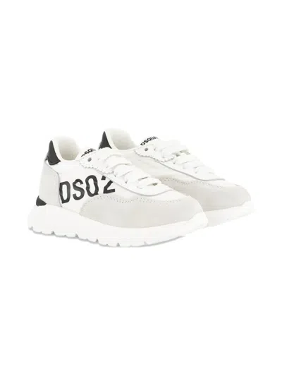 Dsquared2 Babies' Logo-detail Panelled Sneakers In White