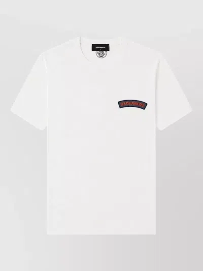 Dsquared2 Logo Detail Short Sleeve Cotton T Shirt In White