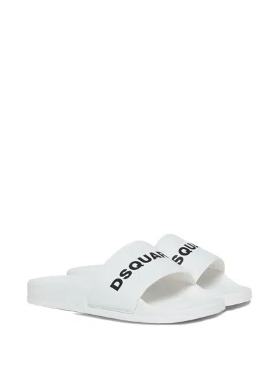 Dsquared2 Kids' Logo-detail Slides In White
