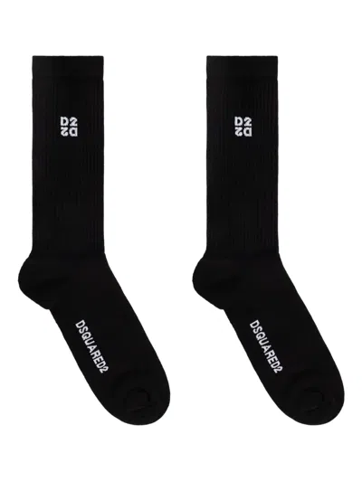 Dsquared2 Logo-detail Socks In Black