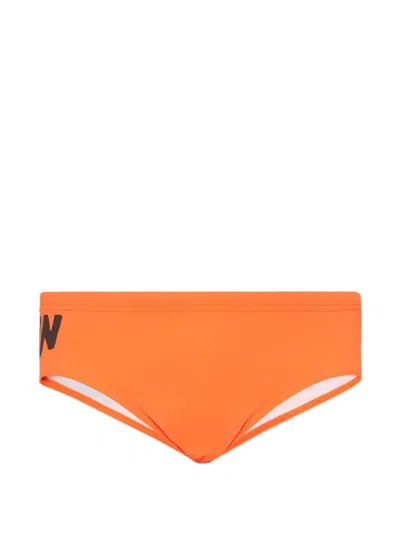 Dsquared2 Logo Detail Swim Brief In Orange
