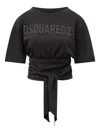 Dsquared2 Logo-detail Tie Fastening T-shirt In Black