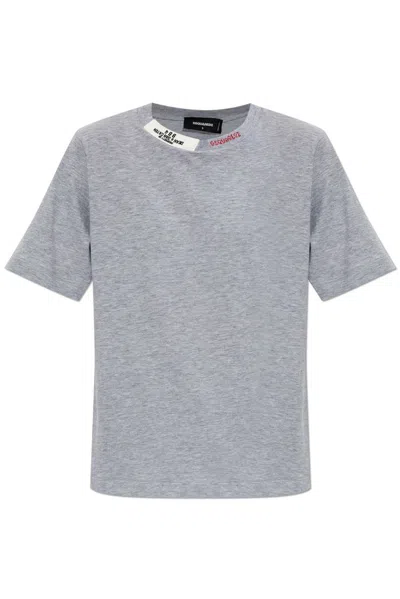 Dsquared2 Logo Detailed Crewneck T In Grey