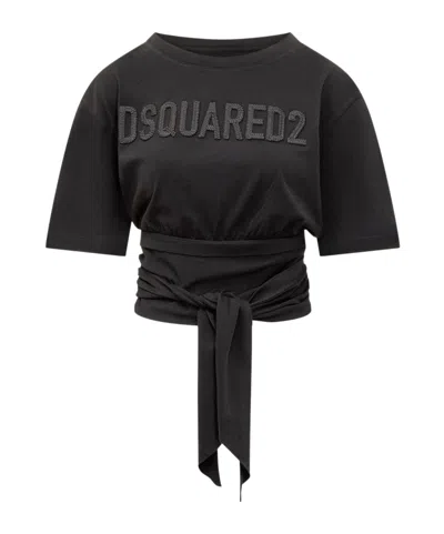 Dsquared2 Logo Detailed Crewneck T-shirt In Black