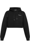 Dsquared2 Logo Detailed Cropped Drawstring Hoodie In Black