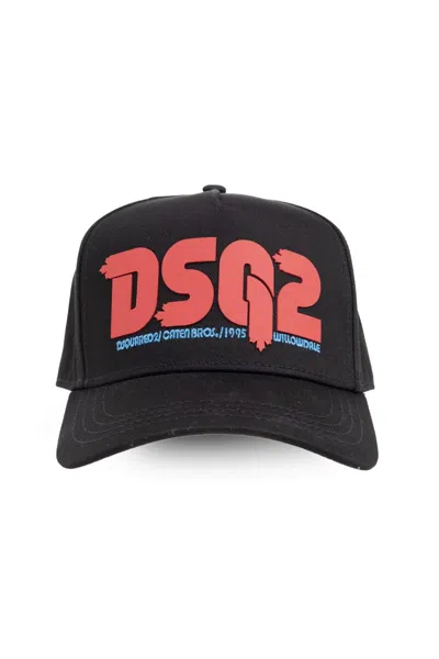 Dsquared2 Logo Detailed Curved Peak Baseball Cap In Black