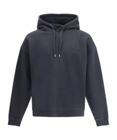 Dsquared2 Logo Detailed Drawstring Hoodie In Blue