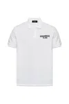 Dsquared2 White Polo Shirt With Embroidered Logo On The Front In White + Black Print
