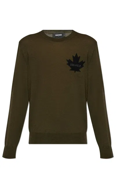Dsquared2 Logo Detailed Sleeved Sweater In Green