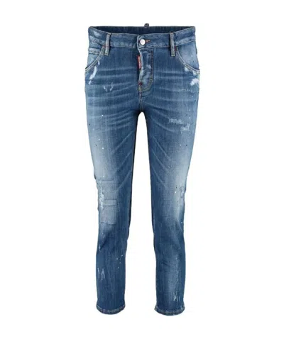 Dsquared2 Logo Details Jeans In Blue