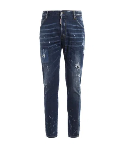 Dsquared2 Logo Details Jeans In Blue