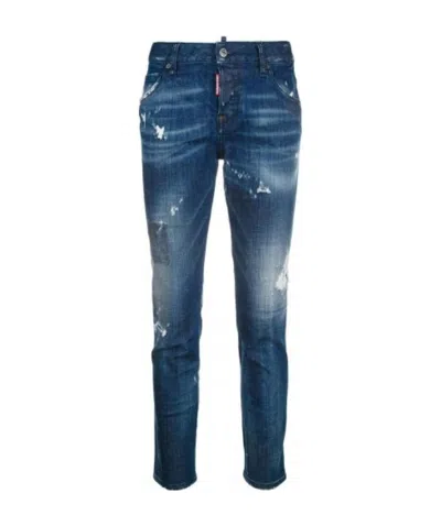 Dsquared2 Logo Details Jeans In Blue