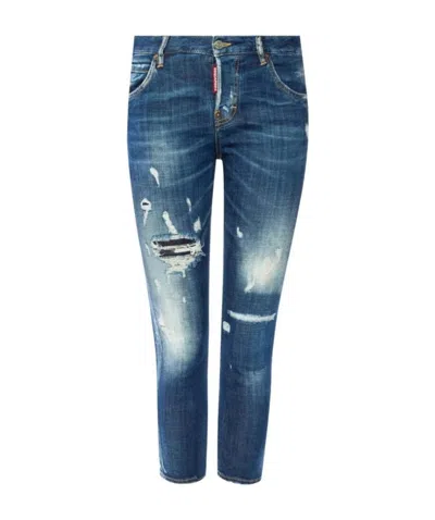 Dsquared2 Logo Details Jeans In Blue