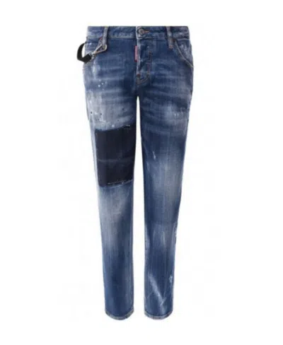 Dsquared2 Logo Details Jeans In Blue