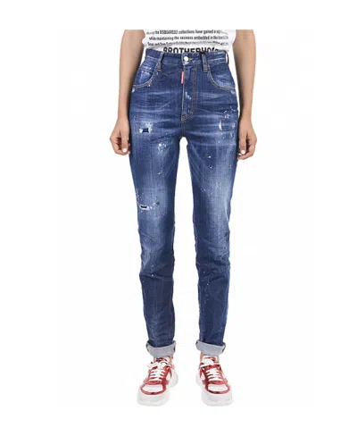 Dsquared2 Logo Details Jeans In Blue
