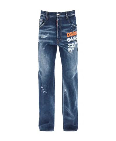 Dsquared2 Logo Details Jeans In Blue