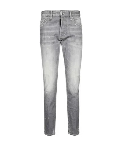 Dsquared2 Logo Details Jeans In Gray