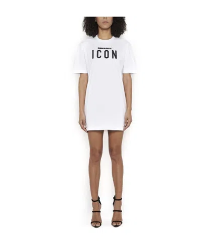 Dsquared2 Logo Details T-shirt Dress In White