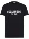Dsquared2 Logo-embellished Black Cotton T-shirt In Lightweight Jersey In Multicolor