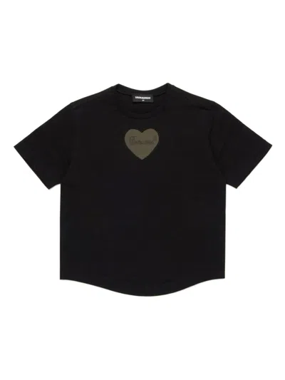Dsquared2 Kids' Logo-embellished Cotton T-shirt In Black