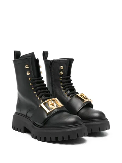 Dsquared2 Kids' Logo-embellishment Boots In Black