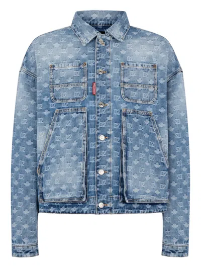 Dsquared2 Logo-embellishment Denim Jacket In Blue