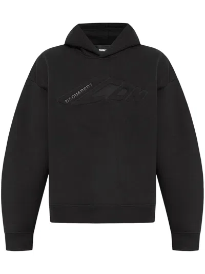 DSQUARED2 LOGO-EMBOSSED COTTON HOODIE