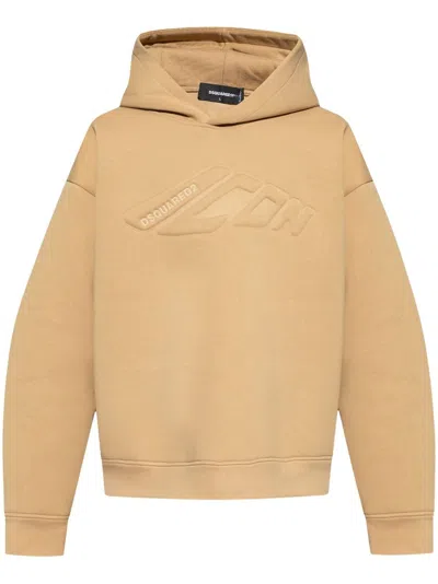 DSQUARED2 LOGO-EMBOSSED COTTON HOODIE