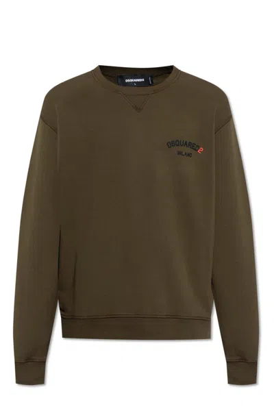 Dsquared2 Logo-embossed Crewneck Sweatshirt In Green