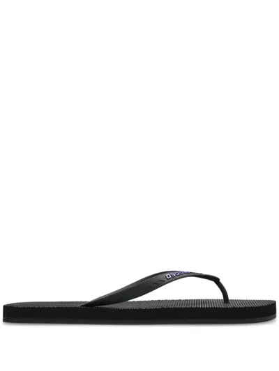 Dsquared2 Logo-embossed Flip Flops In Black