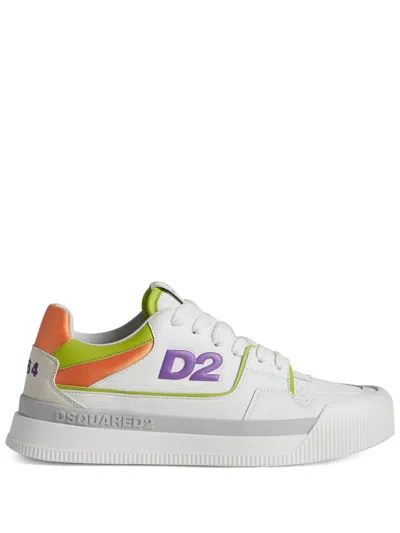 DSQUARED2 LOGO-EMBOSSED LEATHER SNEAKERS