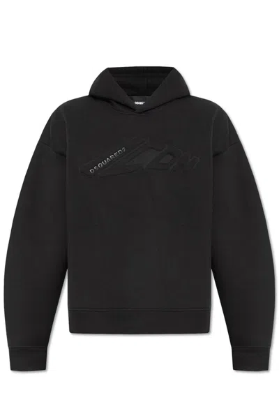 Dsquared2 Logo-embossed Cotton Hoodie In Black