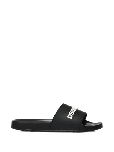 Dsquared2 Logo-embossed Slides In Black