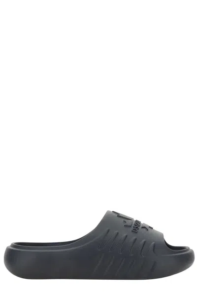 Dsquared2 Logo Embossed Slip-on Slides In Nero