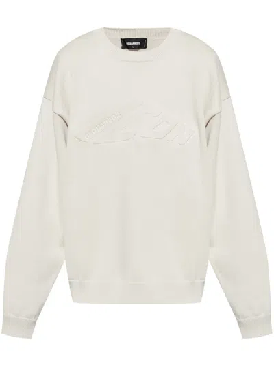 Dsquared2 Logo-embossed Sweatshirt In White