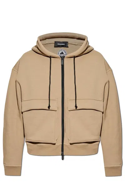 Dsquared2 Hooded Jacket In Beige