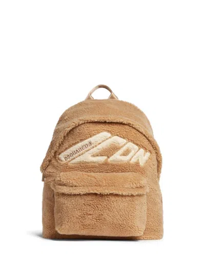 Dsquared2 Logo-embroidered Backpack In Neutrals