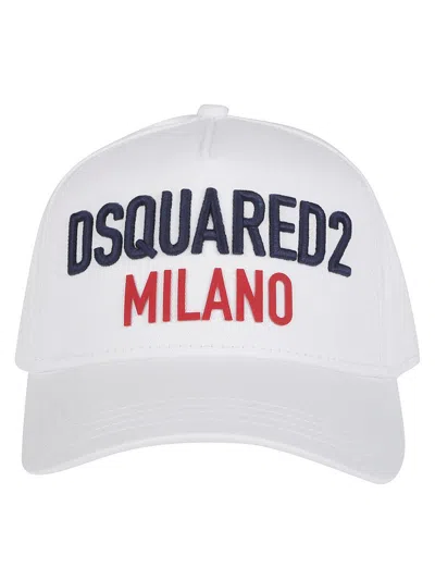 Dsquared2 Logo Embroidered Baseball Cap In Bianco