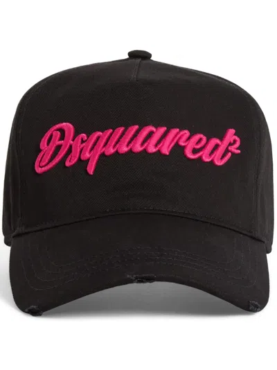 Dsquared2 Logo-embroidered Baseball Cap In Black/pink