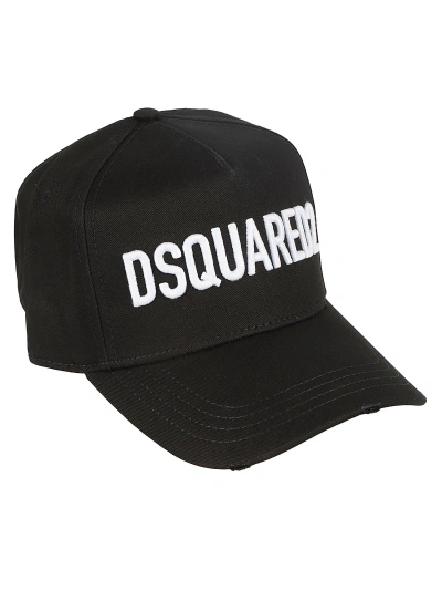 Dsquared2 Logo Embroidered Baseball Cap In Black/white